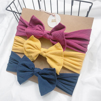 Bandeau fille 3 couleurs unies bleu jaune rose (lot de 3) - Mon Petit Ange