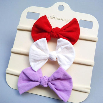 Bandeau fille 3 couleurs unies rouge blanc violet (lot de 3) - Mon Petit Ange