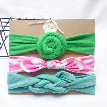 Bandeau fille 3 couleurs avec motifs et formes différentes (lot de 3) - Mon Petit Ange