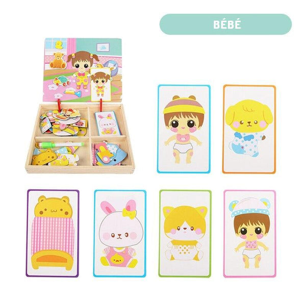 Jouet educatif puzzle en bois magnetique style montessori pour enfant