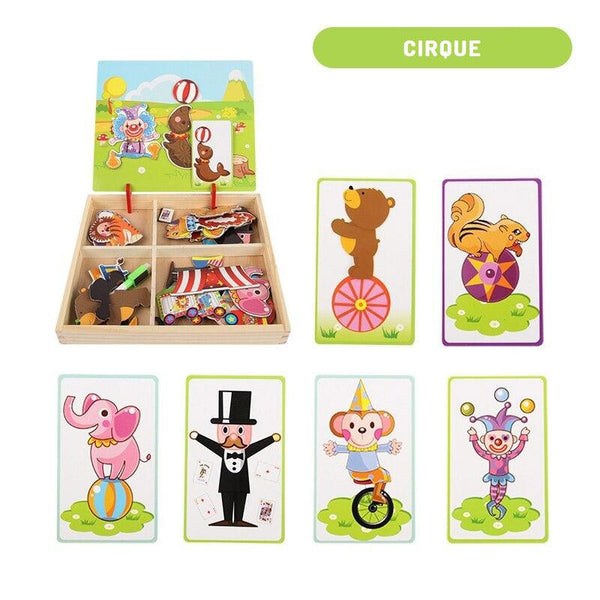 Jouet educatif puzzle en bois montessori pour enfant modele cirque