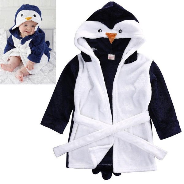 Peignoir de bain pour bébé style pingouin