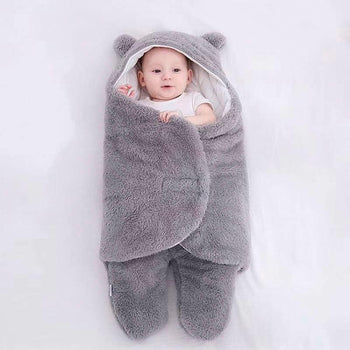 Sac de couchage en coton flanelle gris pour garder bébé au chaud