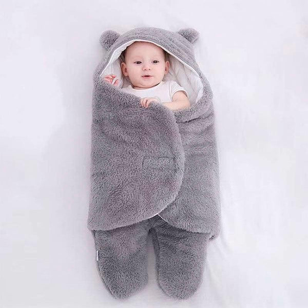 Sac de couchage en coton flanelle gris pour garder bébé au chaud