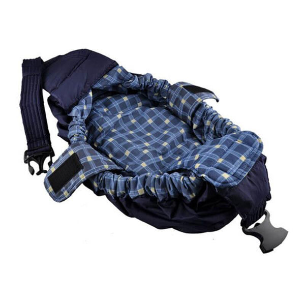 porte bébé bandoulière pour parents bleu à carreaux intérieur