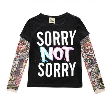 t-shirt pour enfant garçon et fille effet tatouage avec manche longue texte