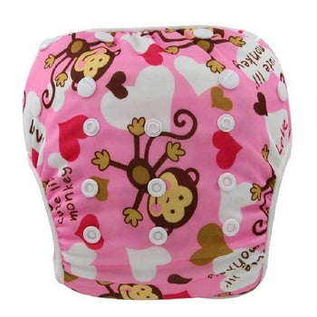 Couche de natation pour enfant avec motif singes et coeurs