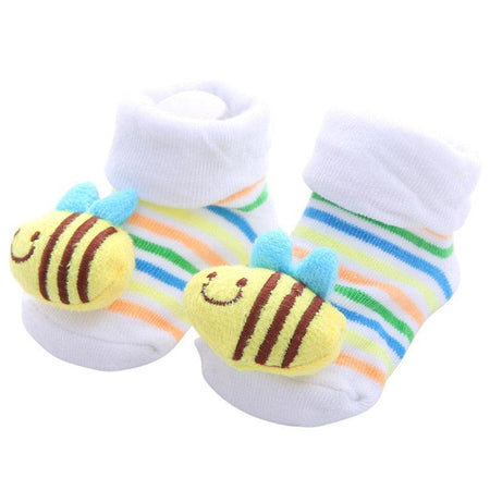 Paire de chaussette motif abeille cousu pour bébé