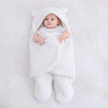Sac de couchage blanc en coton flanelle doux et confortable pour bébé