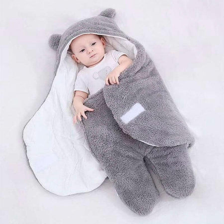 Sac de couchage en coton flanelle gris pour garder bébé au chaud
