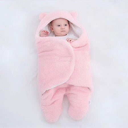 Sac de couchage en coton flanelle rose pour bébé