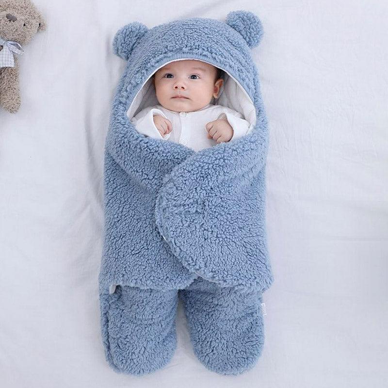 Sac de couchage en coton molletonné bleu pour bébé