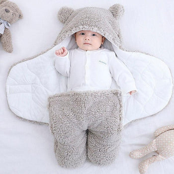Sac de couchage en coton molletonné gris chaud et confortable pour bébé