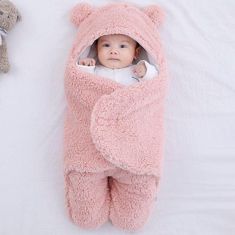 Sac de couchage rose en coton molletonné pour garder bébé au chaud