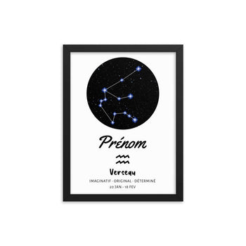 Tableau personnalisé prénom bébé avec cadre noir