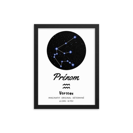 Tableau personnalisé prénom bébé avec cadre noir