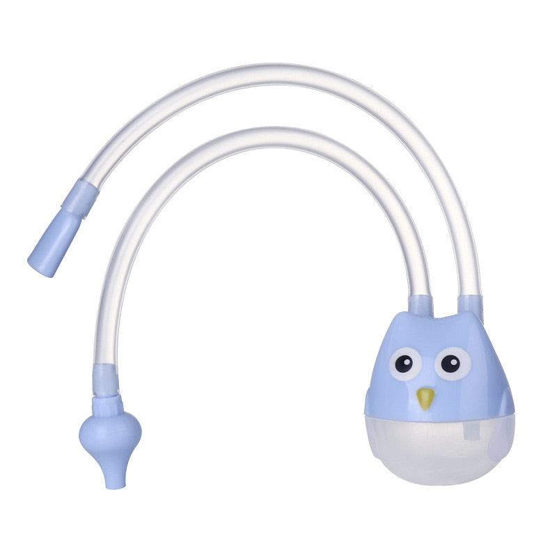 Aspirateur nasal pour bébé de couleur bleu avec tête de hibou