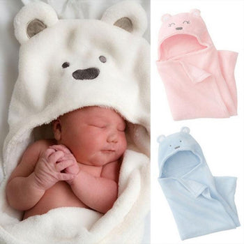 Sac de couchage petit ourson blanc bleu et rose pour bébé